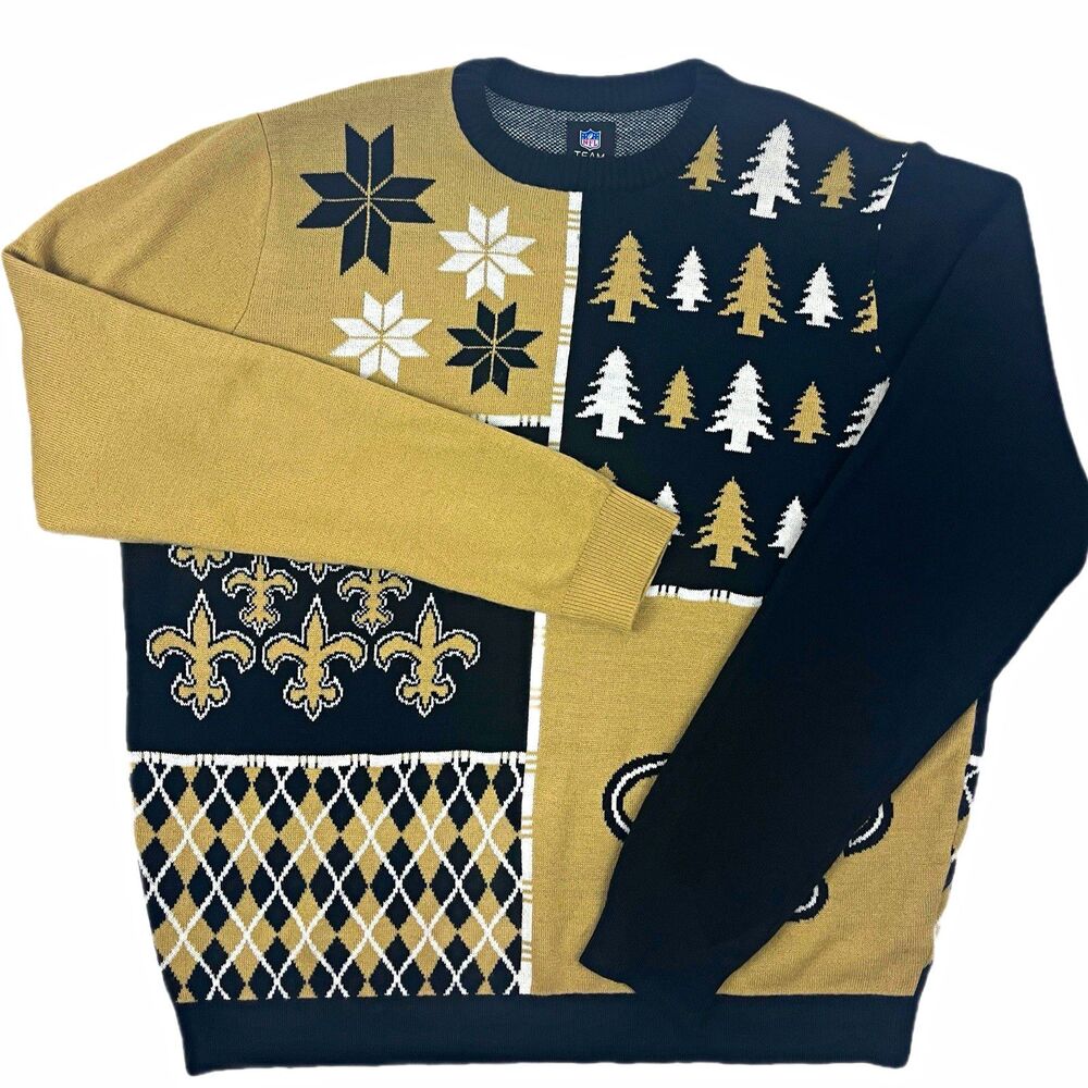 NFL New Orleans Saints Ugly Christmas Crewneck Sweater Long SleeveMen’s Size 2XL